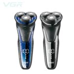 Tondeuse 8: VGR V-306 lavable étanche IPX7 pour hommes rasoir électrique domestique avec lumière LED